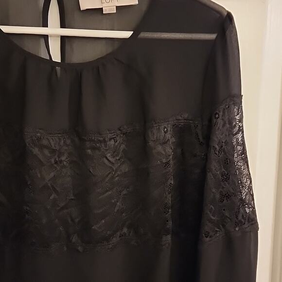 LOFT Black Sheer Top, Medium - Picture 2 of 9